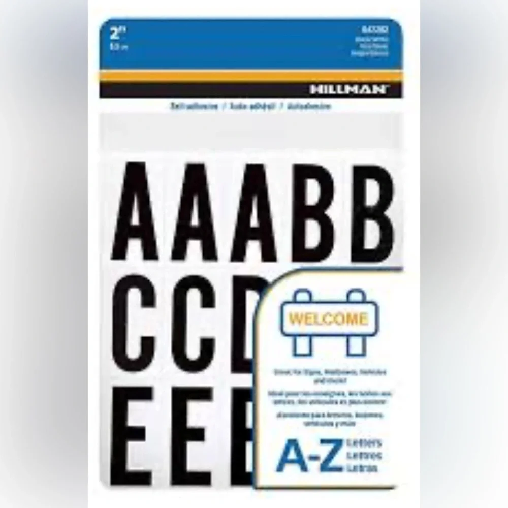 Hillman self adhesive letter black-and-white